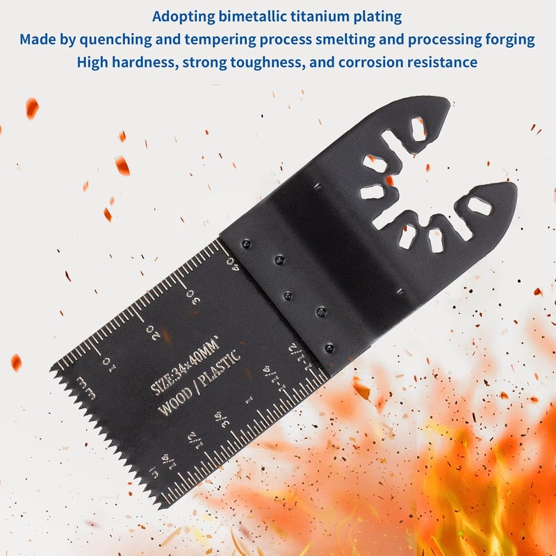 NKF 35 PCS Oscillating Saw Blades, Universal Titanium Multitool Blades fit Wood Plastics Metal, Quick Release Multi Tool Blades Kits for Dewalt Porter Cable Fein Makita and Black & Decker. - Image 5
